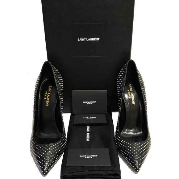 Opyum 110 YSL Logo Heel Leather Pump with Studs - Picture 2 of 8